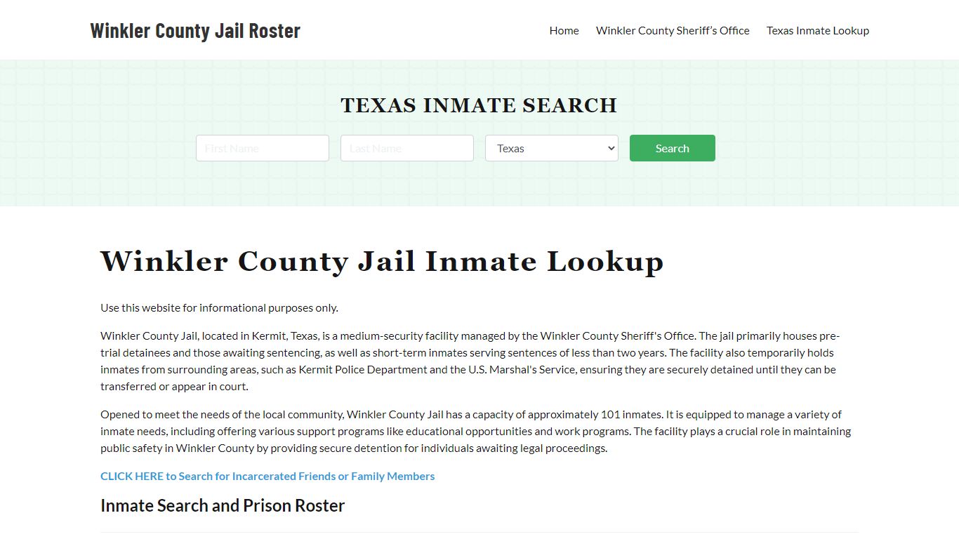 Winkler County Jail Roster Lookup, TX, Inmate Search