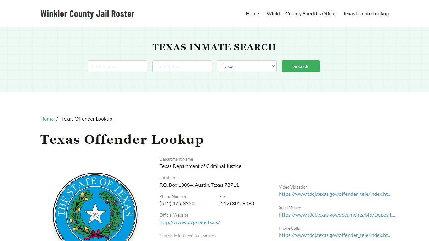 Texas Inmate Search, Jail Rosters - Winkler County Jail